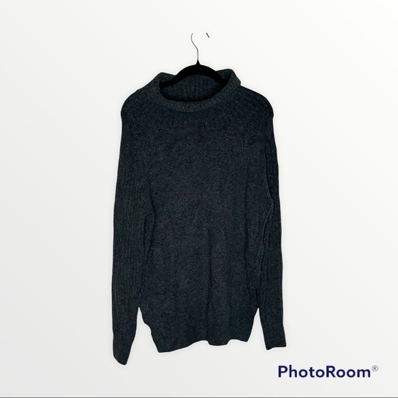 TOPSHOP Gray Ribbed Bell Sleeve Cowl Neck Cozy Oversized Pullover Sweater Size 2 - Picture 5 of 11